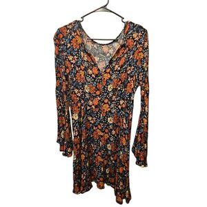 American Eagle Outfitters Womens Floral Long-Sleeve Dress S 100% Viscose